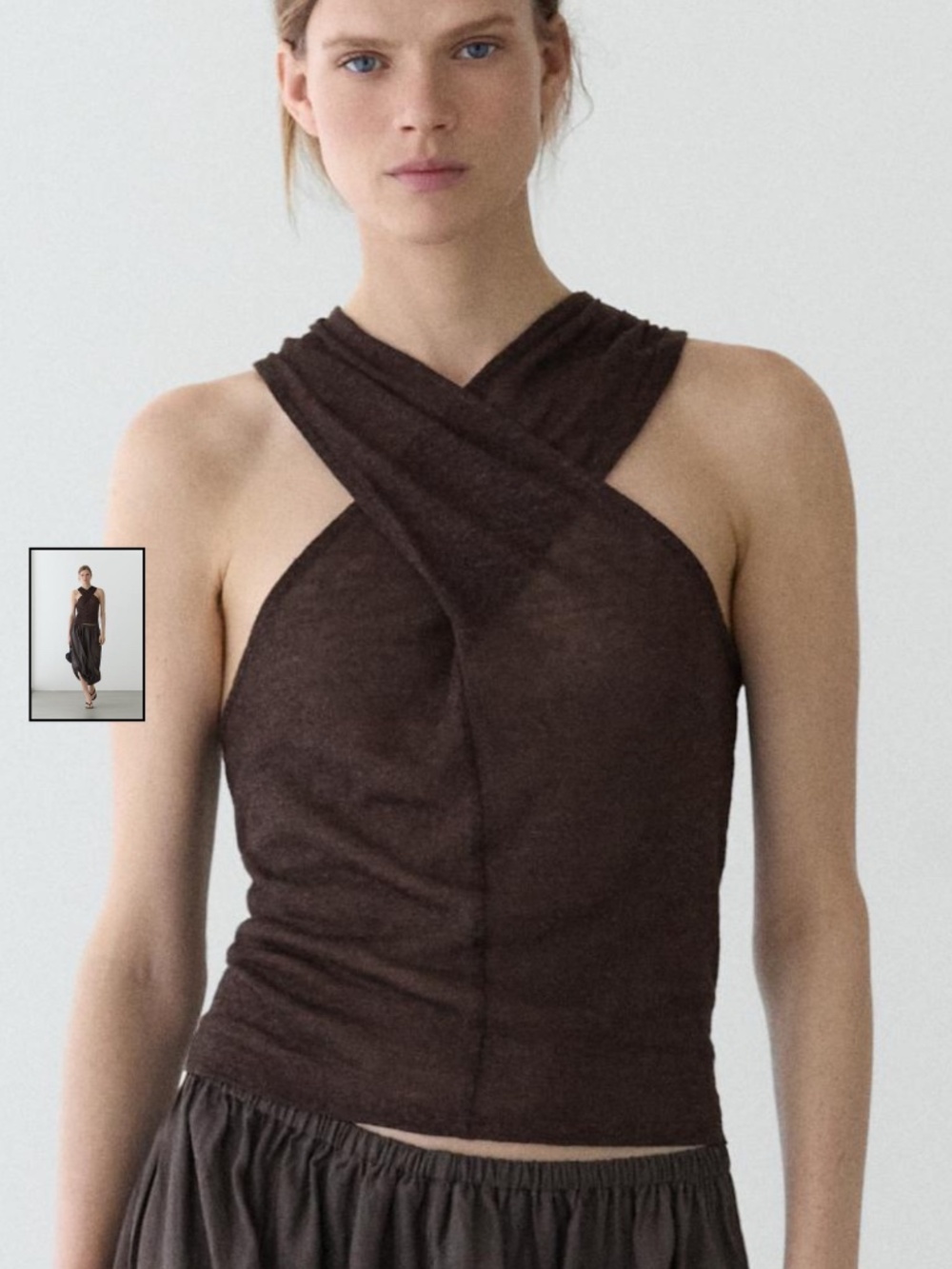 Massimo Dutti Linen blend Brown top, size M